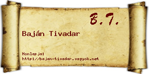 Baján Tivadar névjegykártya